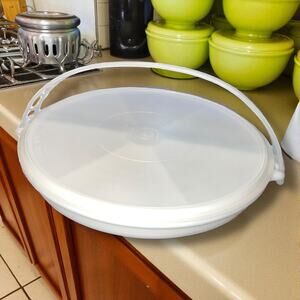 Tupperware Party Susan Divided Serving Tray 405 Lid 224 Handle Off White Vintage